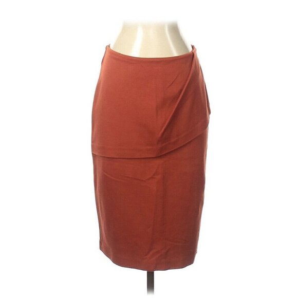 CAbi Overlay Pencil Skirt Sz 4 Turmeric Orange Knee Length Womens Style 3099 NWT - Picture 5 of 7